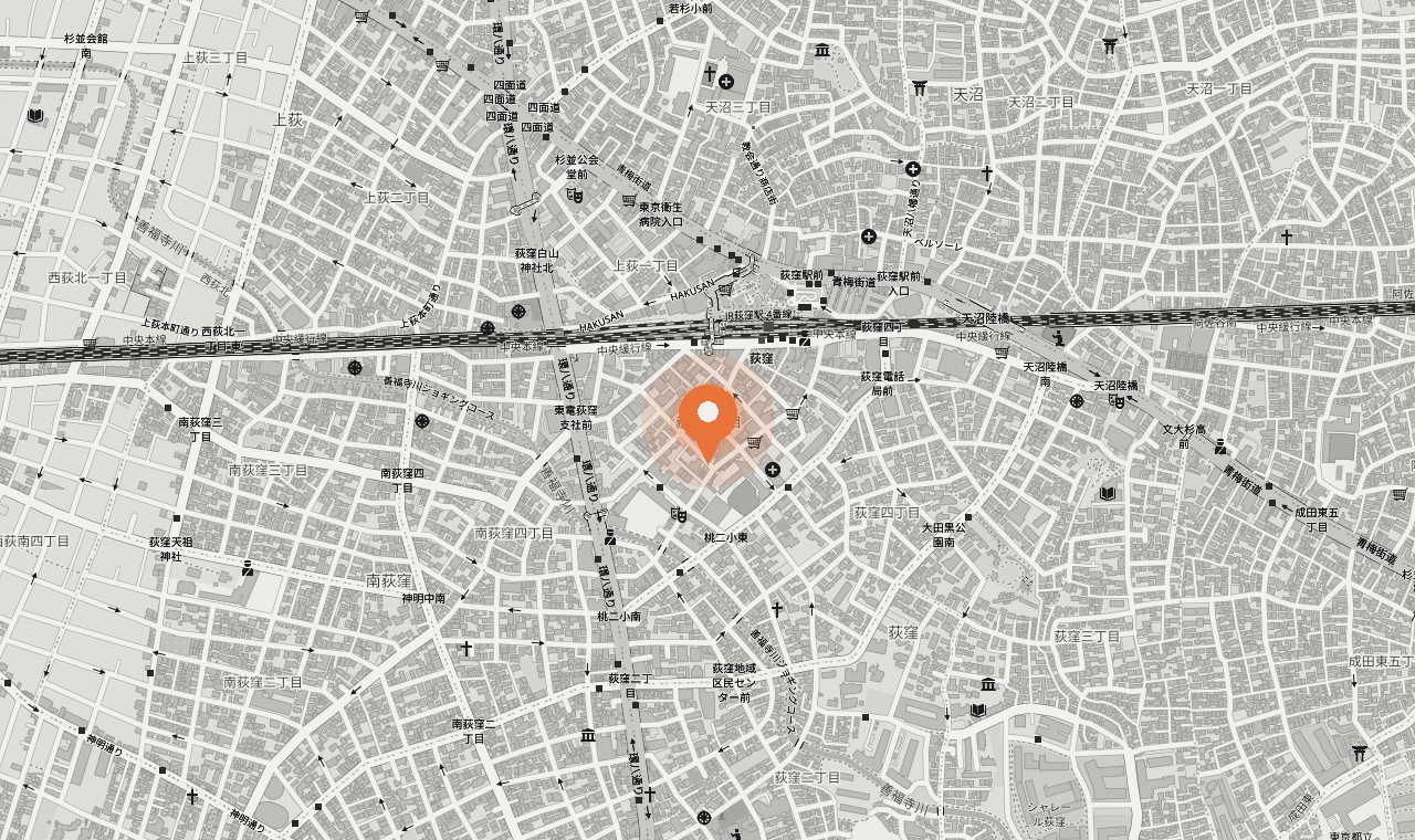地図: 荻窪5-7-6 かねこ友禅ビル1F